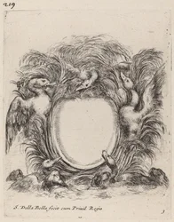 Cartouche with Ducks and Dogs