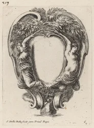 Cartouche with Two Nymphs Metamorphosed into Trees