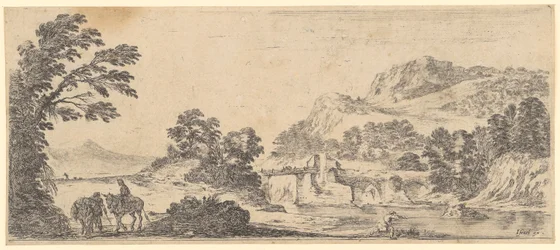 River Landscape with Stone Bridge