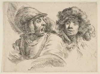 Frightened Soldier and a Man in a Fur Hat, ca. 1652