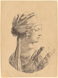 Young Woman with Turban in Three-Quarter Profile to the Right