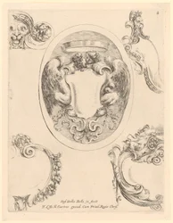 Cartouche with Two Kissing Harpies in an Oval