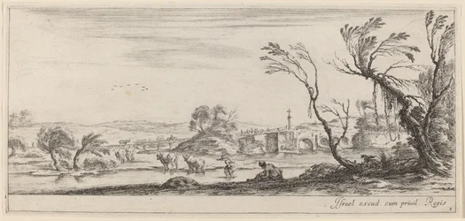 Landscape with Peasant Preparing to Cross a Stream