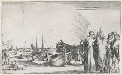 Men Conversing on a Quay (series title: Maritime Representations, Suite de huit marines)