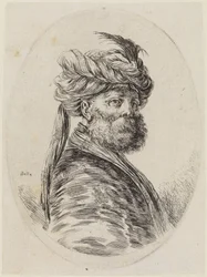 Several Heads Styled Like the Persians: Bust of a Bearded Turk in Three-Quarter View Facing Right