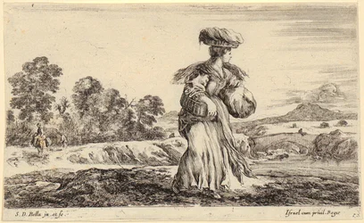 Peasant Woman Walking to the Right, Plate 1 from the Series 