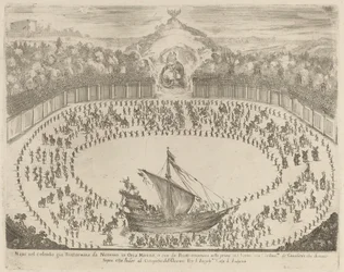 Parade with a Chariot Having the Form of a Ship