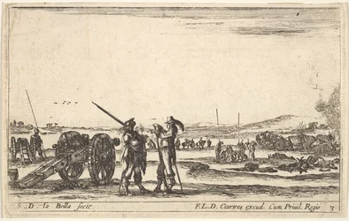 Plate 3: An Officer Giving Orders to a Soldier in Centre Foreground, Cannon at Left, ca. 1641