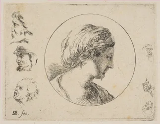 Plate 4: Head of a Woman in Profile, from Second Collection of Various Doodles and Etchings, ca. 1646