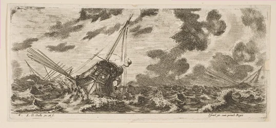 Three Ships in a Storm, from Various Embarkations (Divers Embarquements)