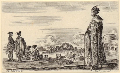 Pole with a feathered hat and coat, facing left, plate 7 of the series Various Figures and Countries