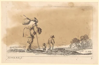 Traveling Family with a Small Child Seen from Behind