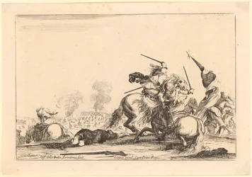 Cavalry Battle, Plate 4 from the Series "Various Figures"