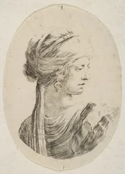 Sultana wearing a turban, in profile to the right, from 