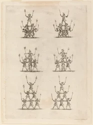 Thirty-Six Jugglers Standing in Pyramids