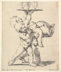 Three Children Carrying a Tray