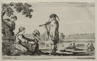 Various Figures and Landscapes: A Violin Player, 1649