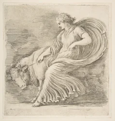 Young Woman Trying to Stop a Bull