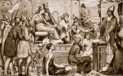 St. Augustine preaching to the Saxons, 597, illustration from 