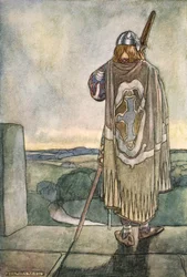 Finn heard far off the first notes of the fairy harp, c1910