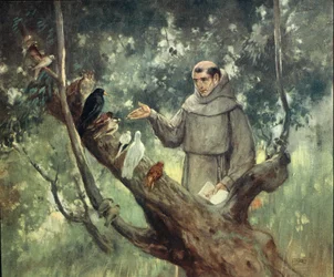 Saint Francis preaching to the birds, illustration from 