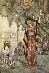 They made an encampment and the swans sang to them, illustration from 