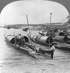 Boats on the Irrawaddy River, Mingun, Burma