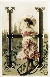 H: Constance Elise De Vere, French Actress with English Origin, Born in Belgium - Theatre Marigny, Paris - Alphabet in Postcard