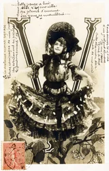 Mariette Sully, Belgian Soprano from La Belle Epoque - Theatres: Bouffes Parisiennes, Menus Plaisirs, Gaite, Paris - Alphabet in Postcard
