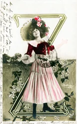 Constance Elise De Vere, French Actress with English Origin Born in Belgium, Alphabet in Postcard
