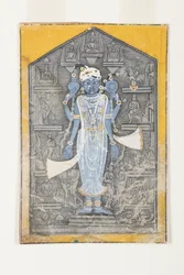 An Image of Vishnu Surrounded by Bas-Reliefs of His Avatars