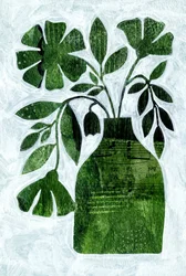Green Botanical Collage Vase