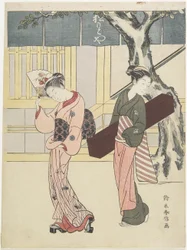 Entertainer and Her Attendant in Front of Matsumoto-ya, c. 1768