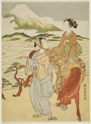 Pausing to admire Mt. Fuji (parody of Ariwara no Narihira