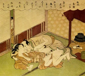 Two Lovers Shunga - Erotic Woodblock Print