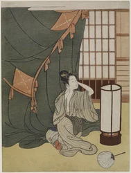 Young Woman outside of a Mosquito Net
