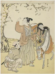 Young Samurai Viewing Cherry Blossoms as a Mitate of Prince Kaoru