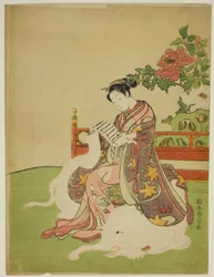 Young Woman Seated on a White Elephant (parody of the Bodhisattva Fugen)