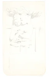 Group with Two Figures. Study Sheet after Reliefs in Borobudur, Java