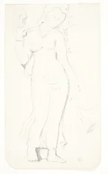 Standing Woman. Study Sheet after Reliefs in Borobudur, Java