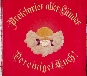 Proletarians of Every Country Unite, trade unionist banner