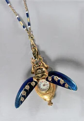 Scarab-shaped hunter-cased pendant watch
