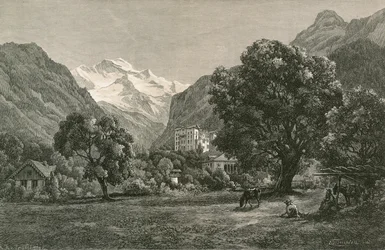The Jungfrau, and opening of the Lauterbrunnen Valley, from near Interlaken