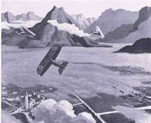 British scouts leaving their aerodrome on patrol over Asiago Plateau, Italy