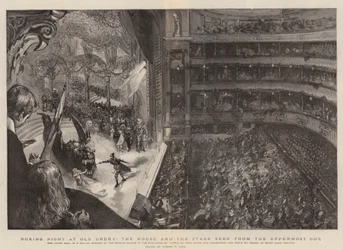 Boxing Night at Old Drury, the House and the Stage seen from the Uppermost Box