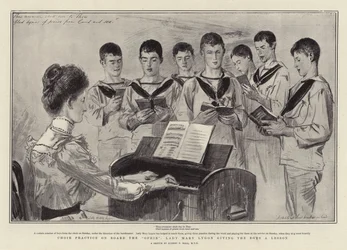 Choir Practice on Board the Ophir, Lady Mary Lygon giving the Boys a Lesson
