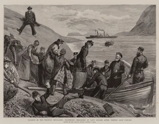 Tourists in the Western Highlands, Passengers embarking at Loch Scavaig after visiting Loch Coruisk