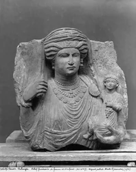 Funerary relief of mother and child, from Palmyra, Syria