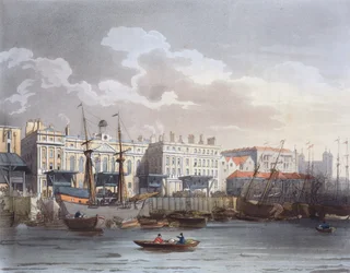Custom House from the River Thames, from Ackermann