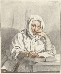 Young Woman Reading at a Table